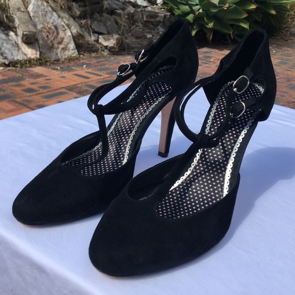 Jigsaw Black Suede Leather Mary Jane Pump Heels Size 10 - Picture 2 of 16